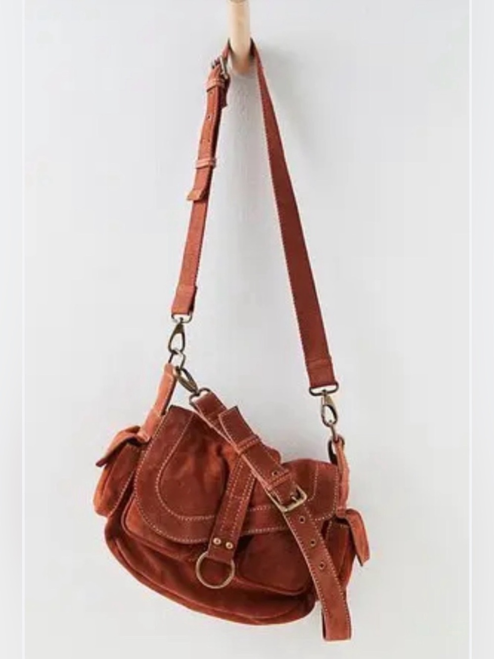 Free People Wylie Suede Saddle Shoulder Crossbody Bag in Rust - Picture 2 of 16